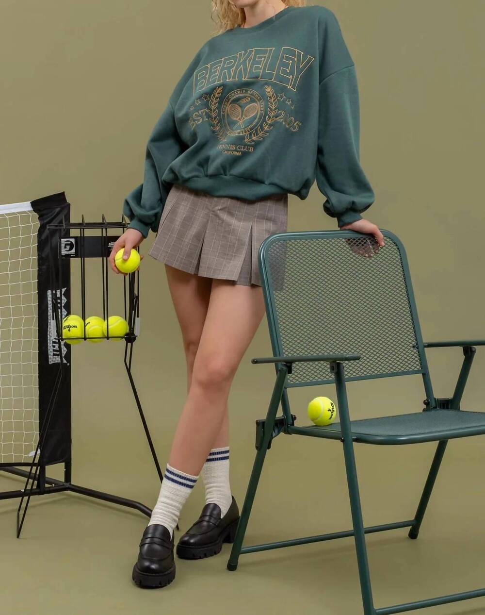 NEW BLU PEPPER tennis club sweatshirt in green